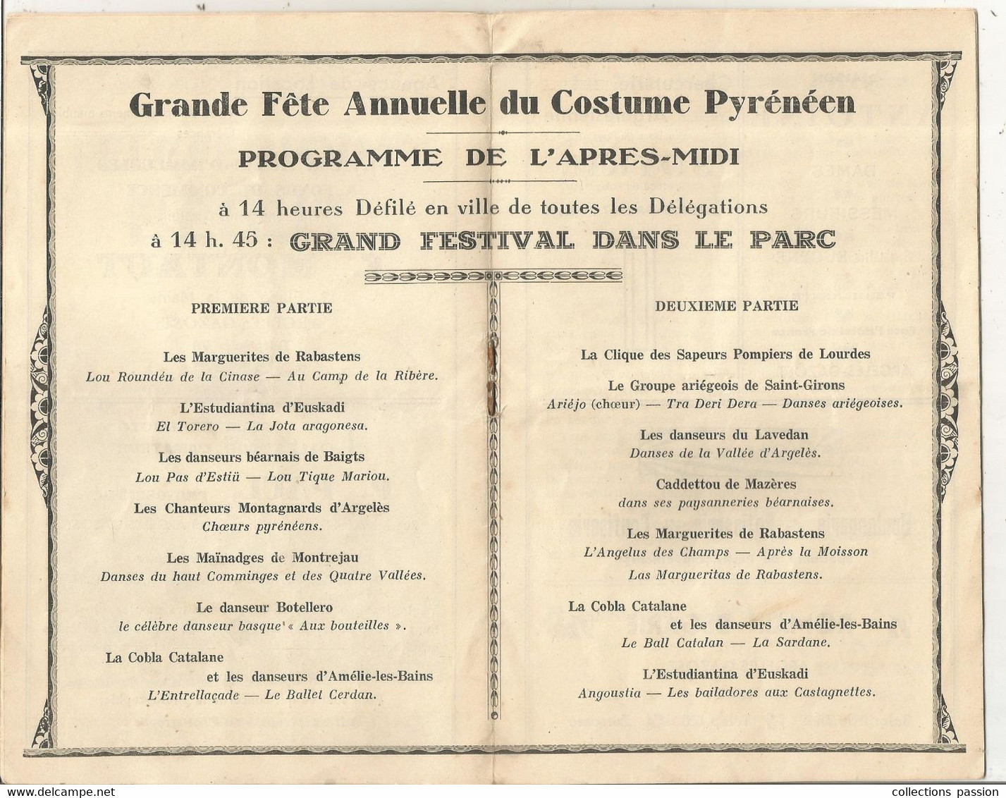 JC,  Programme , Grande Fête Du COSTUME PYRENEEN, Argeles Gazost , Casino Du Parc, 1937, 14 Pages ,frais Fr 3.35 E - Programme