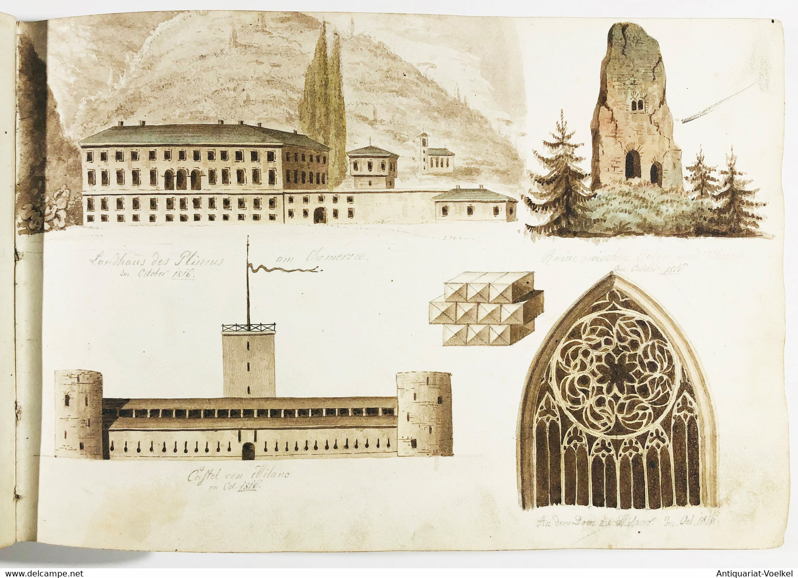 Skizzenbuch Mit über 200 Architektur-Zeichnungen Von Häusern Und Villen In Italien. - Theatre & Scripts