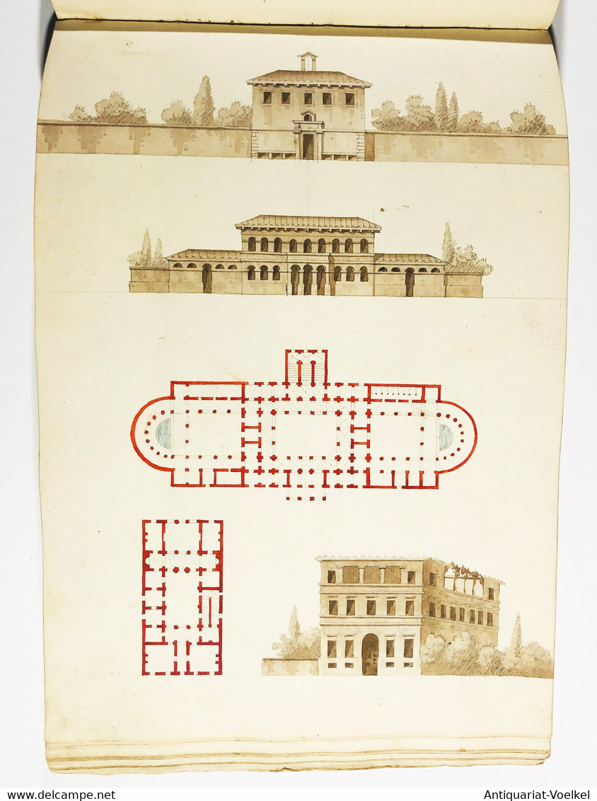 Skizzenbuch mit über 200 Architektur-Zeichnungen von Häusern und Villen in Italien.