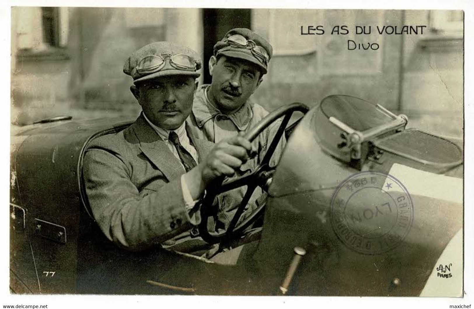 Grand Prix D'Europe Lyon 1924 (tampon) - Les As Du Volant - Albert Divo N° 2 Sur Delage 2LCV, Arrivé 2e - Pas Circulé - Grand Prix / F1