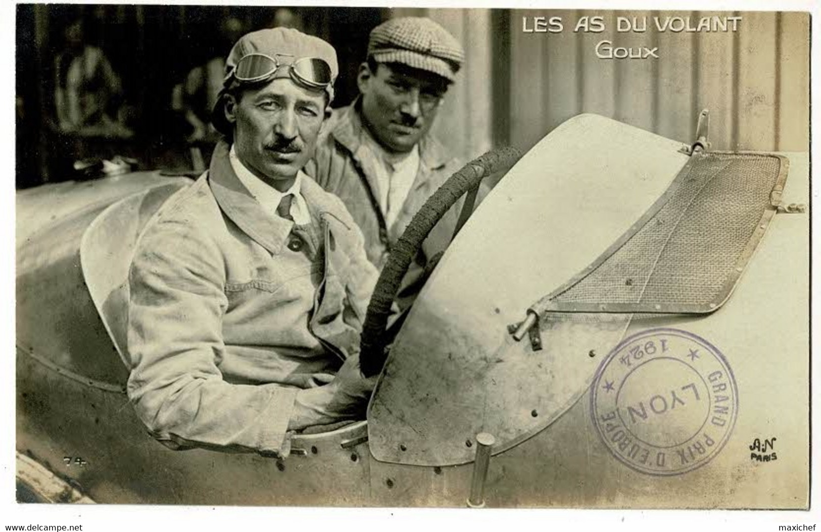 Grand Prix D'Europe Lyon 1924 (tampon) - Les As Du Volant - Jules Goux N° 11 Sur Rolland-Pilain, Abandon - Pas Circulé - Grand Prix / F1