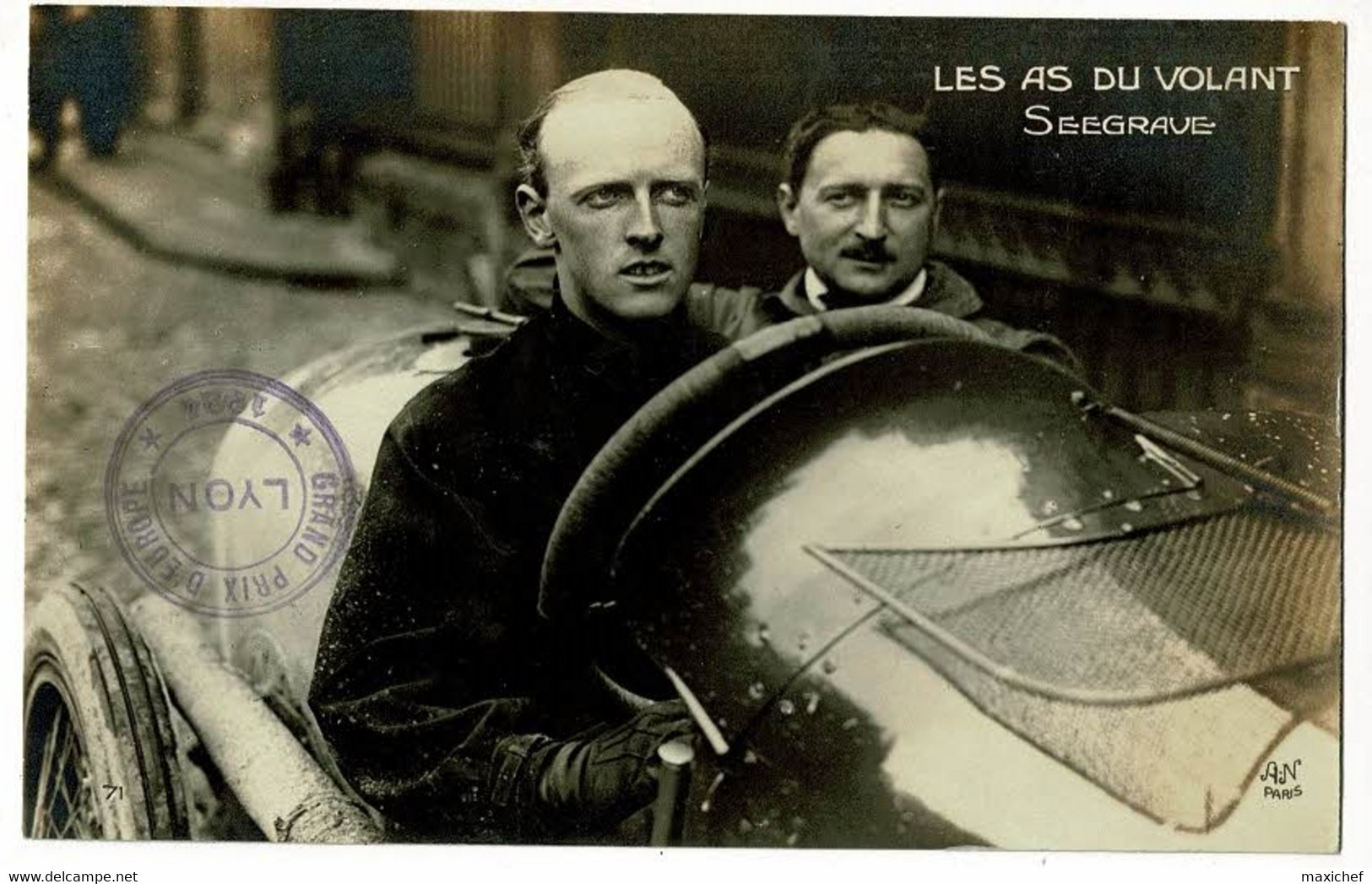 Grand Prix D'Europe Lyon 1924 (tampon) - Les As Du Volant - Henry Seegrave N° 1 Sur Sunbeam, Arrivé 5e - Pas Circulé - Grand Prix / F1
