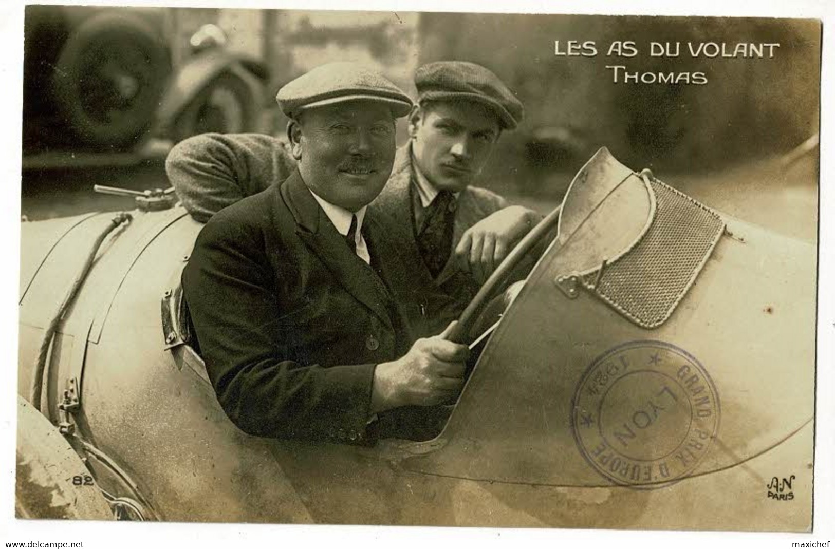 Grand Prix D'Europe Lyon 1924 (tampon) - Les As Du Volant - René Thomas N° 15 Sur Delage 2LCV, Arrivé 6e - Pas Circulé - Grand Prix / F1