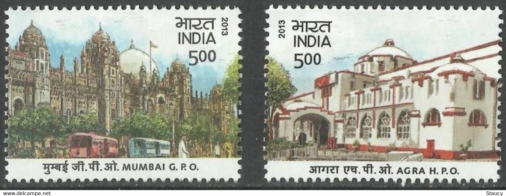 India 2013 Heritage Buildings Mumbai GPO Agra HPO Architecture 2v Set MNH - Other & Unclassified