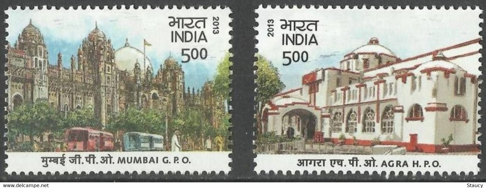 India 2013 Heritage Buildings Mumbai GPO Agra HPO Architecture 2v Set MNH - Sonstige & Ohne Zuordnung