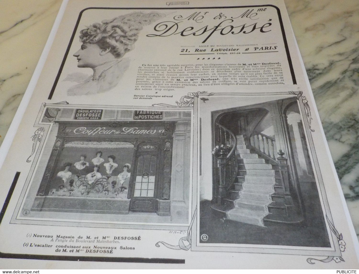 ANCIENNE PUBLICITE  COIFFURES ORNEMENTS  MR ET MME DESFOSSE 1906 - Toebehoren