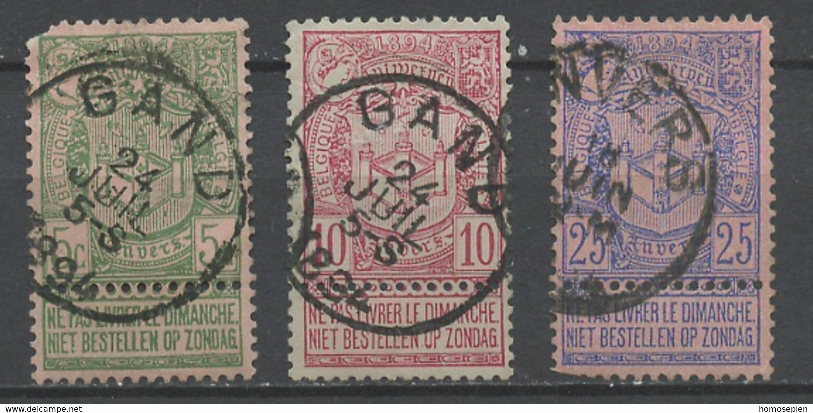 EU Anvers - Belgique - Belgium - Belgien 1894 Y&T N°68 à 70 - Michel N°61 à 63 (o) - Avec Tabs - 1894 – Antwerp (Belgium)