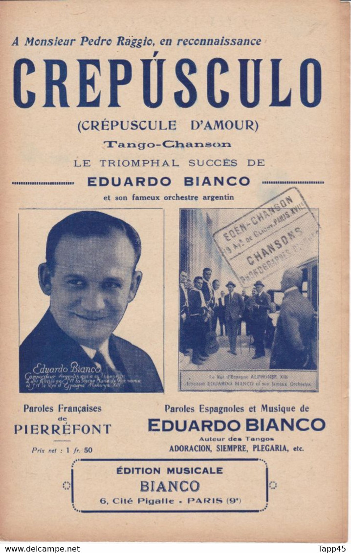 Crépusclo	Chanteur	> Eduado Bianco > Partition Musicale Ancienne > 	26/01/2023 - Zang (solo)