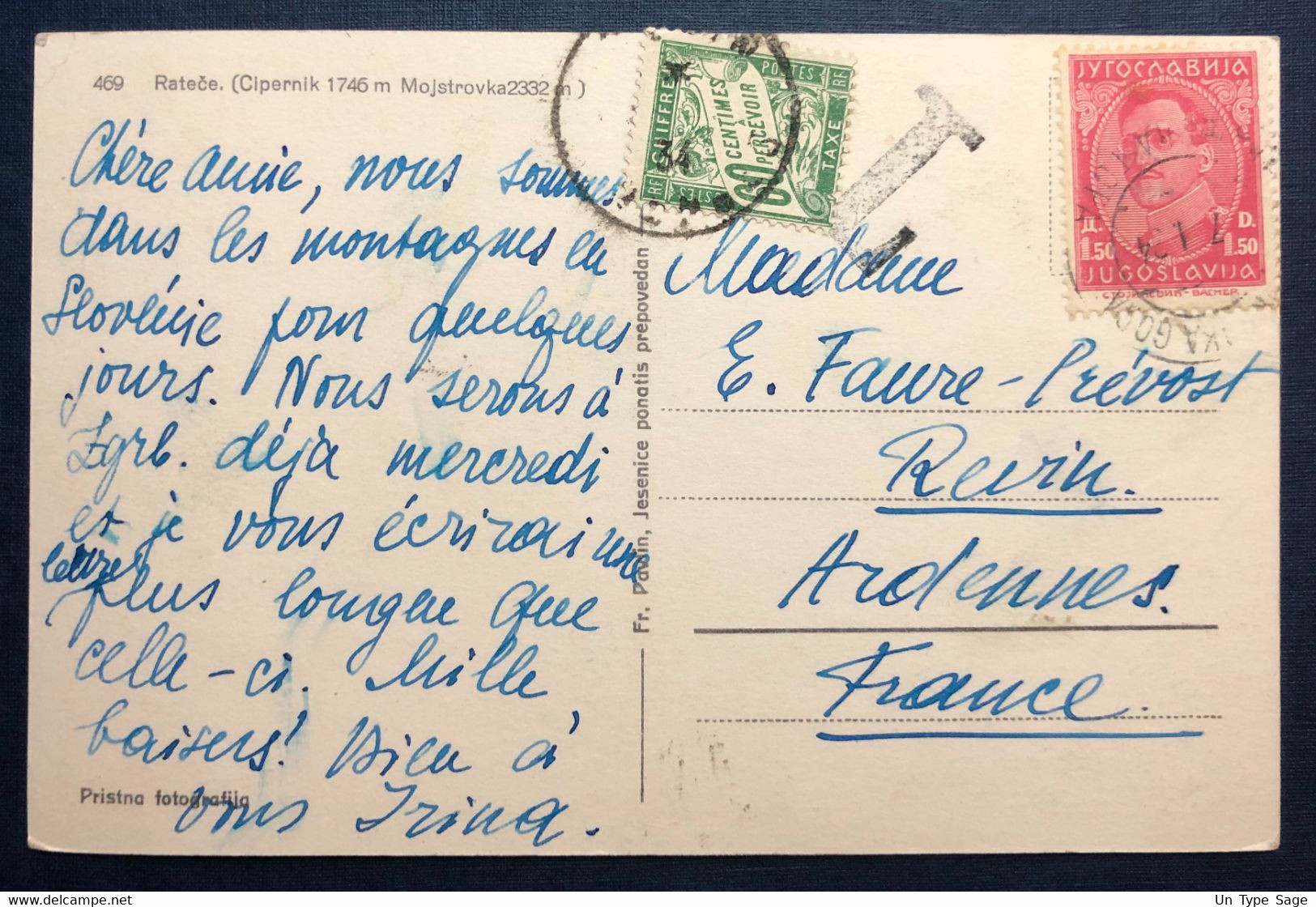 France, Taxe Sur CPA De Yougoslavie - (B1844) - 1859-1959 Lettres & Documents