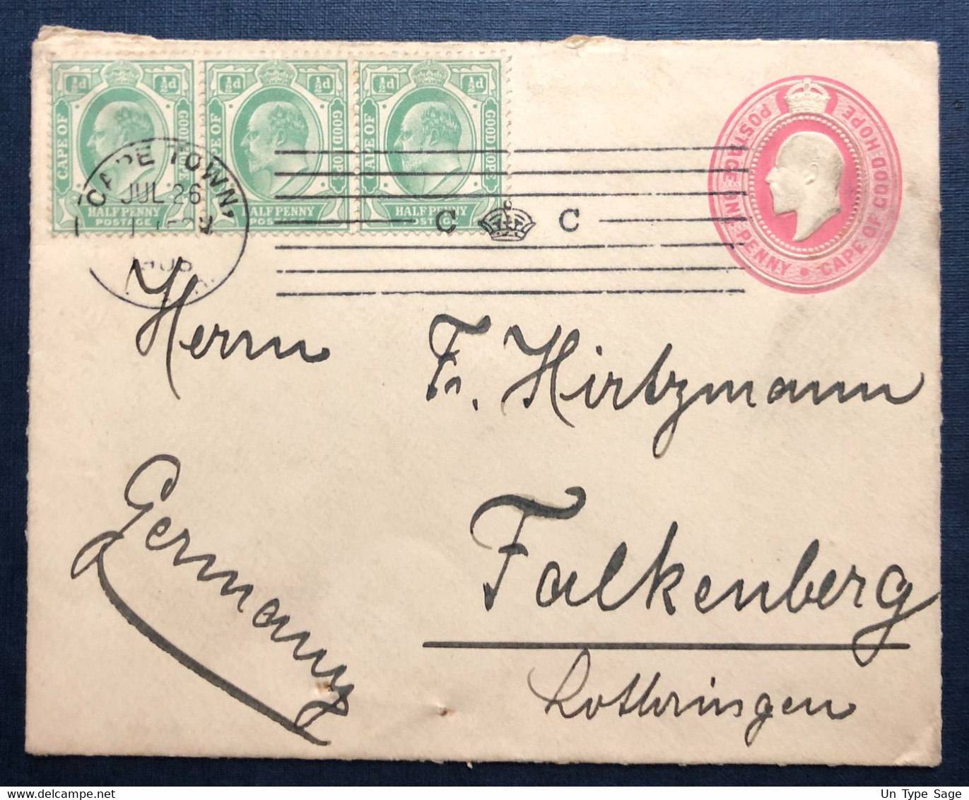 Cap De Bonne Espérance, Entier Enveloppe + Complément De CAPE TOWN 26.7.1906 Pour L'Allemagne - (B4351) - Cap De Bonne Espérance (1853-1904)