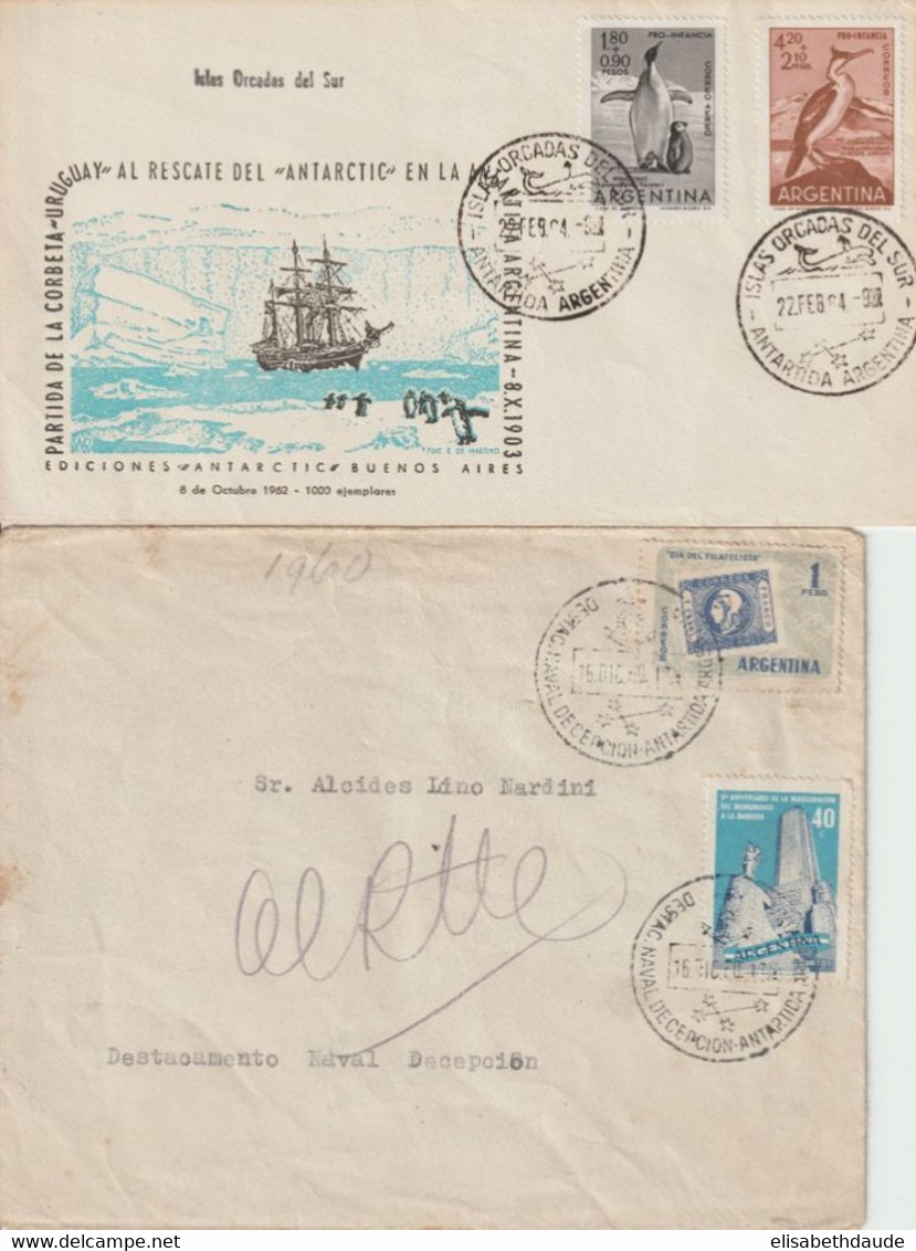 ARGENTINA - 1960/1964 - BASES POLAIRES / ANTARCTIQUE - 2 ENVELOPPES COMPLETES - Forschungsstationen