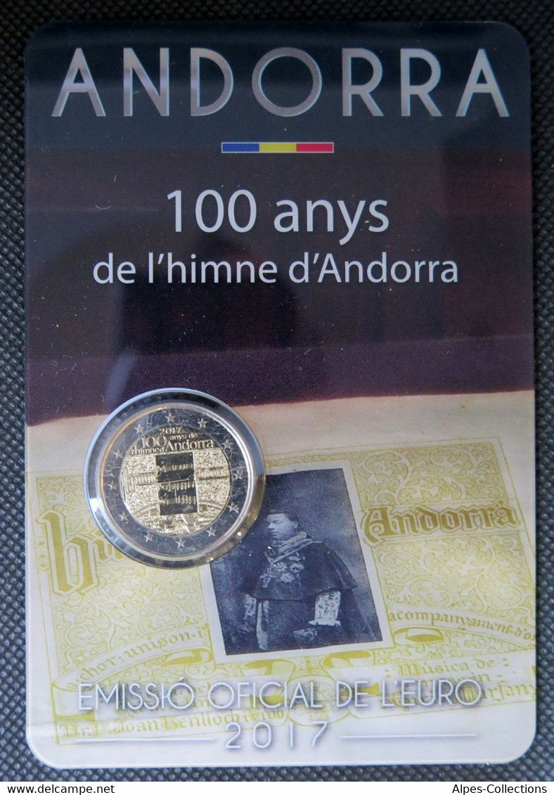 AN20017.1 - COINCARD ANDORRE - 2017 - 2 € Comm 100 Ans De L'hymne De L'Andorre - Andorra