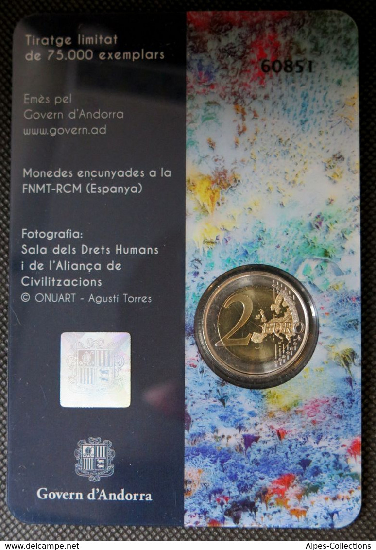 AN20018.2 - COINCARD ANDORRE - 2018 - 2 € Comm Déclaration Des Droits De L’homme - Andorra