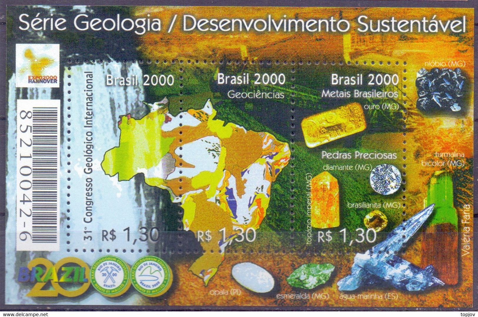 BRAZIL - BRASIL - MINERALES - GEOLOGY - **MNH - 2000 - Minéraux