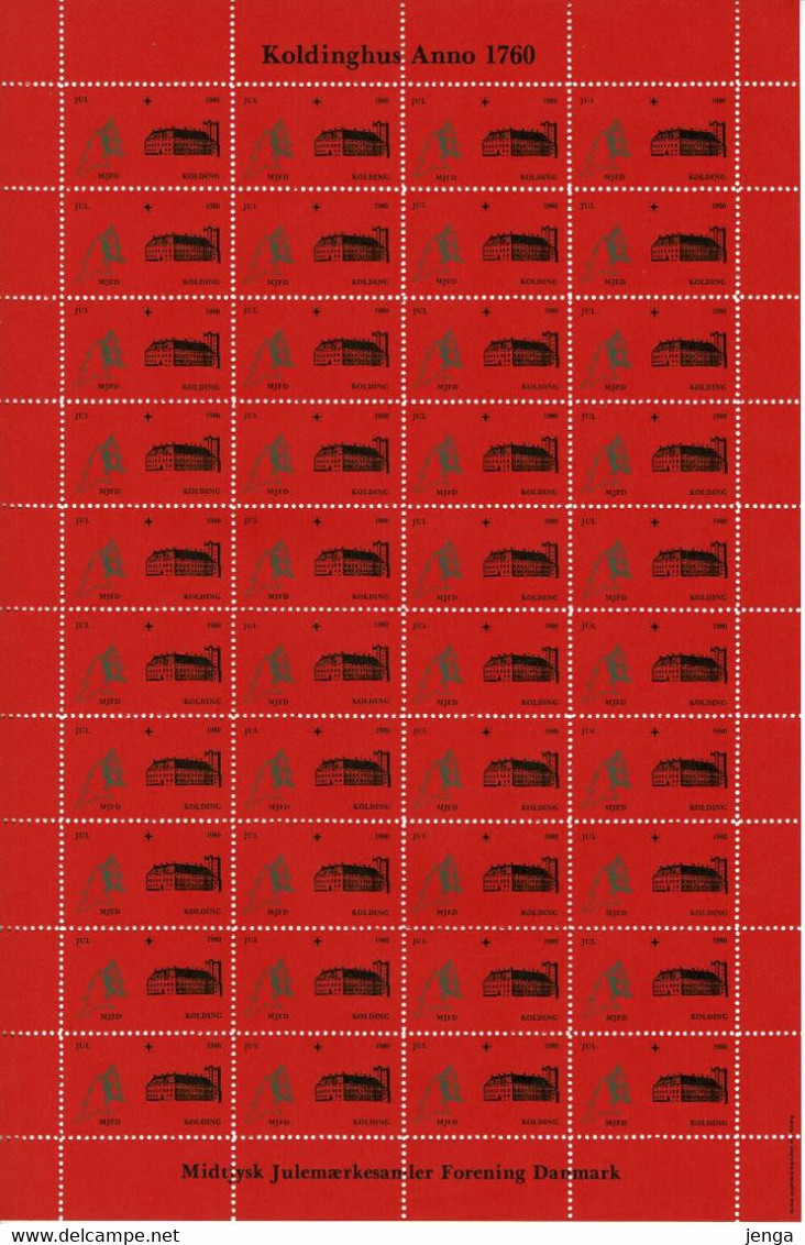 Denmark; Local Christmas Seals - Kolding, 1984, Full Sheet; MNH(**) Not Folded. - Ganze Bögen