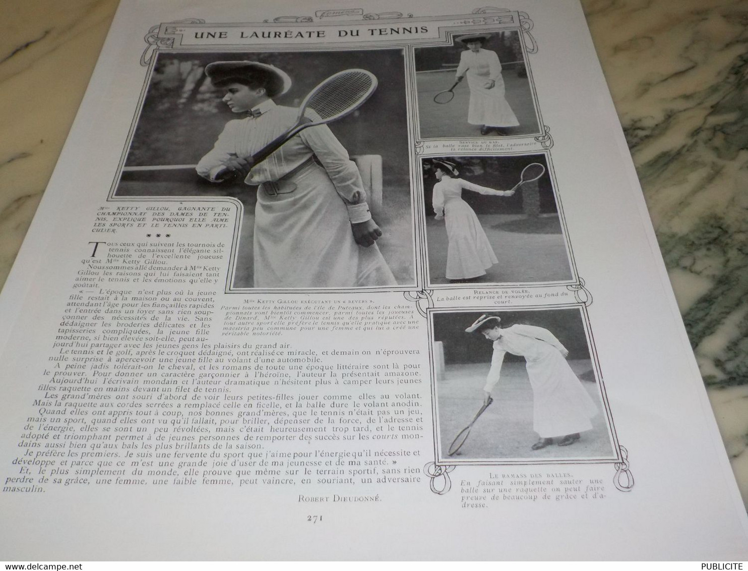 REPORTAGE UNE LAUREATE DE TENNIS 1905 - Sonstige & Ohne Zuordnung