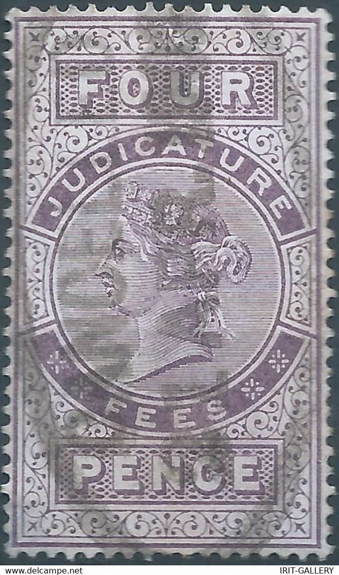 Great Britain-ENGLAND,Queen Victoria,1880-1900 Revenue Stamp Tax Fiscal,JUDICATURE FEES,4 Pence,Used - Revenue Stamps