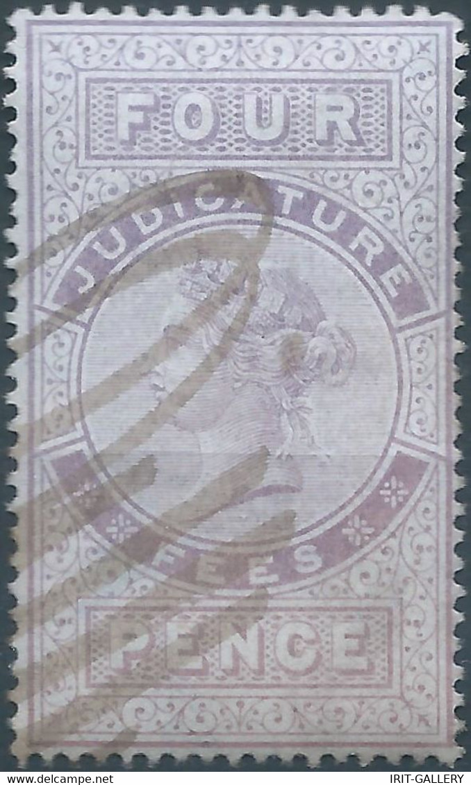 Great Britain-ENGLAND,Queen Victoria,1880-1900 Revenue Stamp Tax Fiscal,JUDICATURE FEES,4 Pence,Used - Revenue Stamps