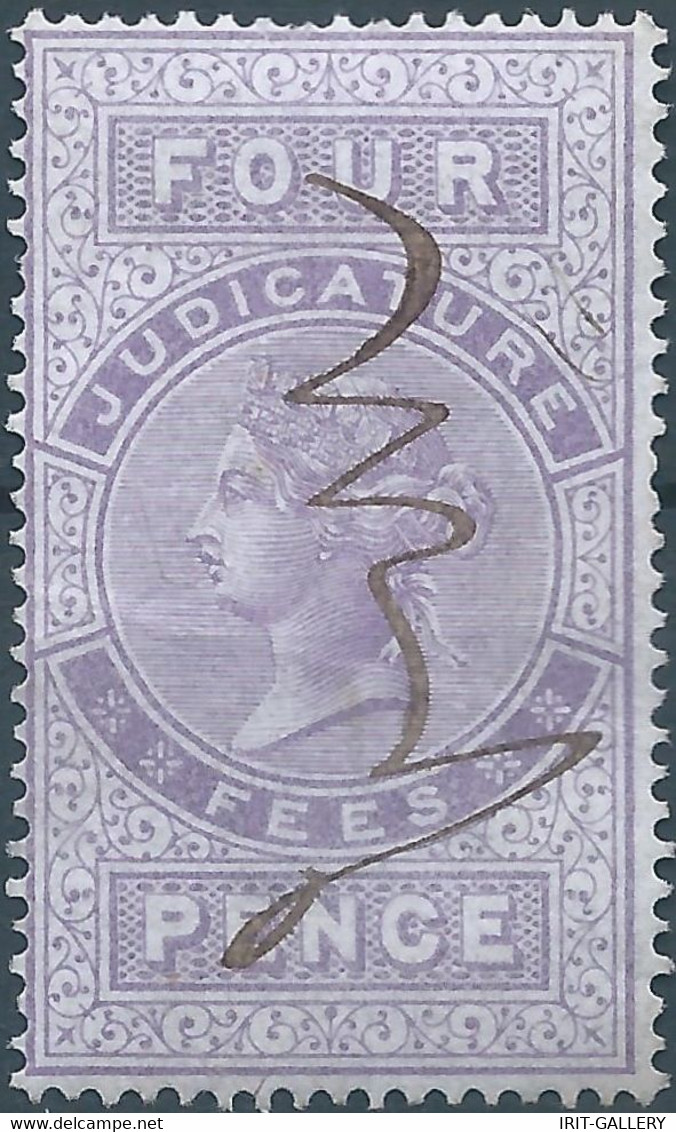 Great Britain-ENGLAND,Queen Victoria,1880-1900 Revenue Stamp Tax Fiscal,JUDICATURE FEES,4 Pence,Used - Steuermarken