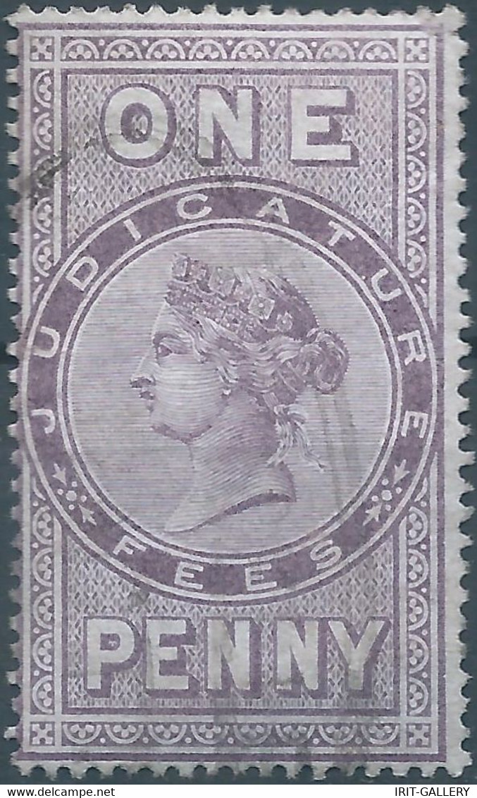 Great Britain-ENGLAND,Queen Victoria,1880-1900 Revenue Stamp Tax Fiscal,JUDICATURE FEES,1 PENNY,Used - Revenue Stamps