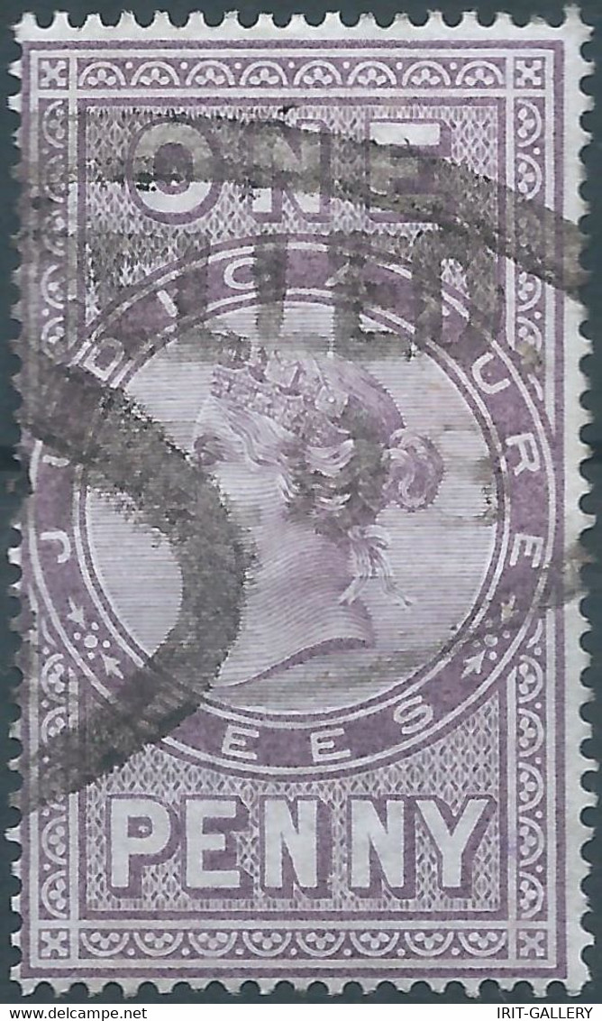 Great Britain-ENGLAND,Queen Victoria,1880-1900 Revenue Stamp Tax Fiscal,JUDICATURE FEES,1PENNY,Used - Fiscaux