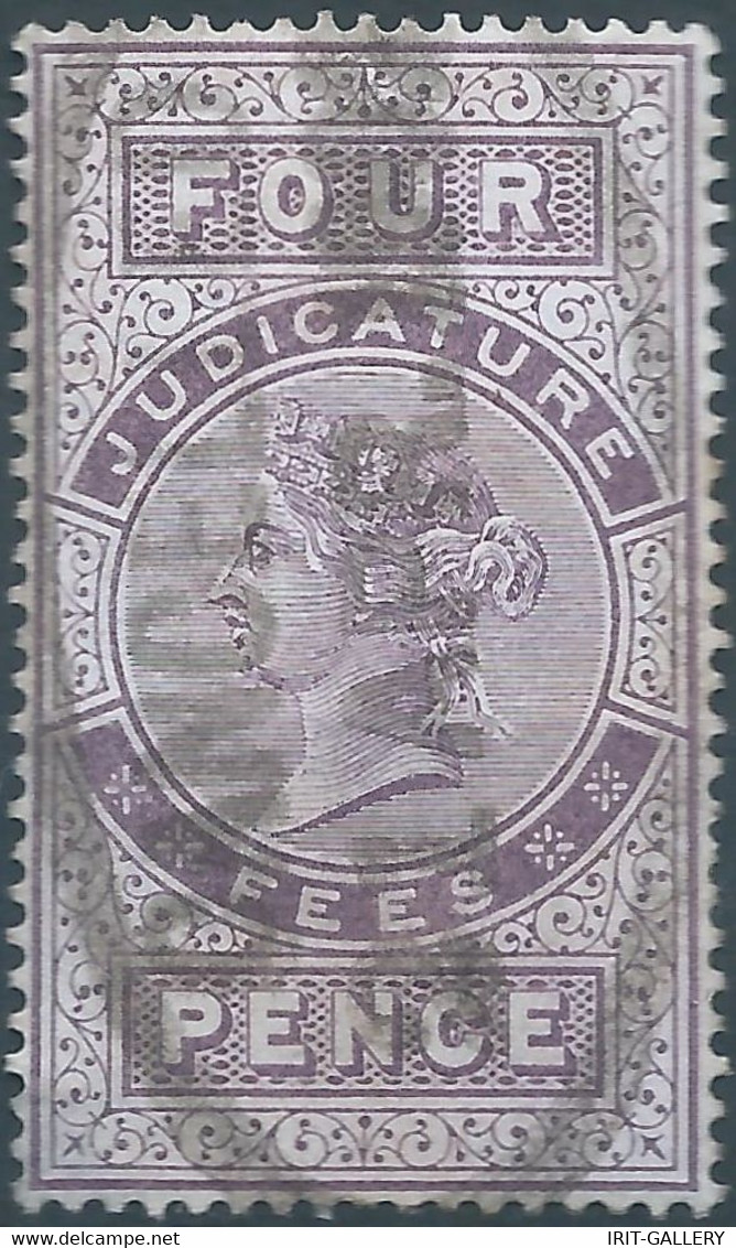 Great Britain-ENGLAND,Queen Victoria,1880-1900 Revenue Stamp Tax Fiscal,JUDICATURE FEES,4 Pence,Used - Revenue Stamps