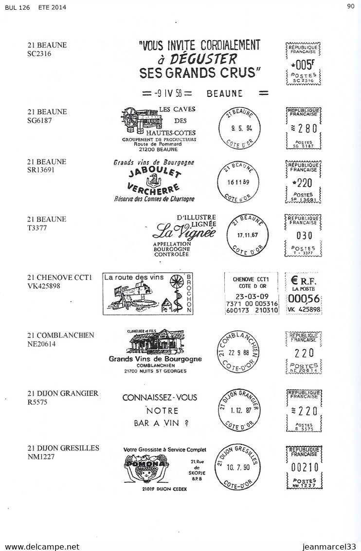 ACEMA Bulletin N° 126 Eté 2014 étude Sur Les Empreintes Des Machines à Affranchir Thématique Les Vins De Champagne - Francesi (dal 1941))