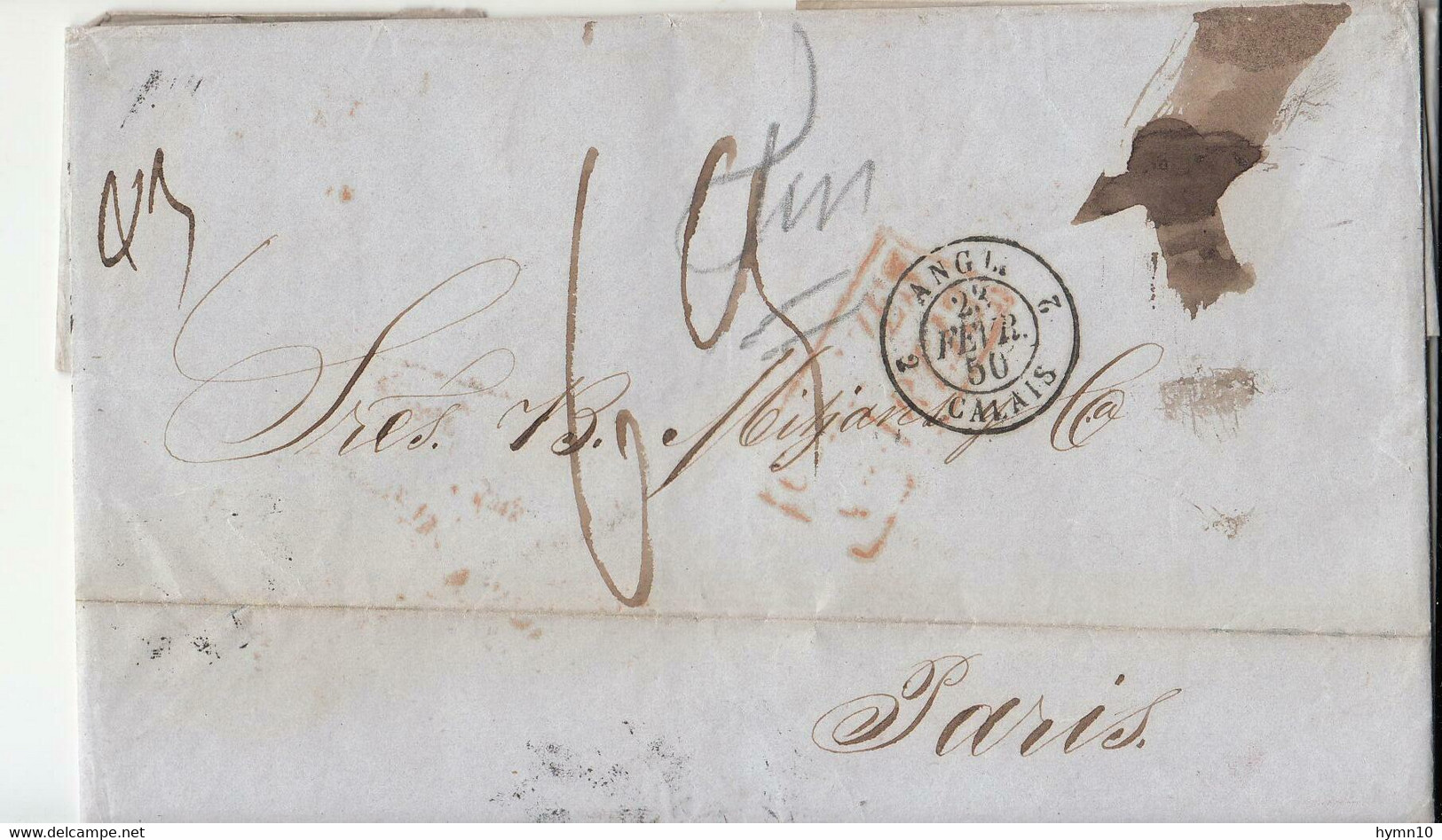 1850 LETTRE INTERNATIONALE DE CUBA(HAVANA-PARIS Via ANGLETERRE+TAXE ÉLEVÉE+5 Timbres-A137 - Vorphilatelie