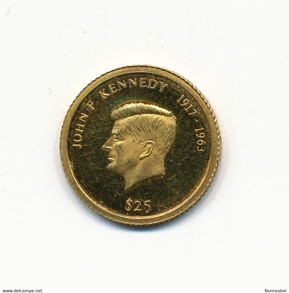 LIBERIA - 25 Dollars 2000. J. F. Kennedy, 1.55 G Au, UNC (LIBE002) - Liberia