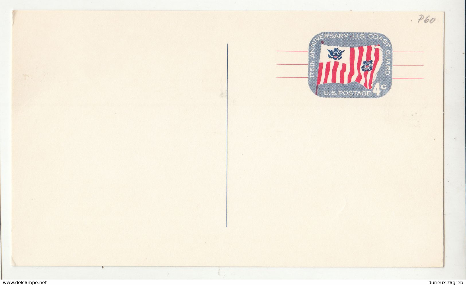 US 1965 Coast Guard Flag Postal Stationery Postcard (UX52) Not Posted B230120 - 1961-80