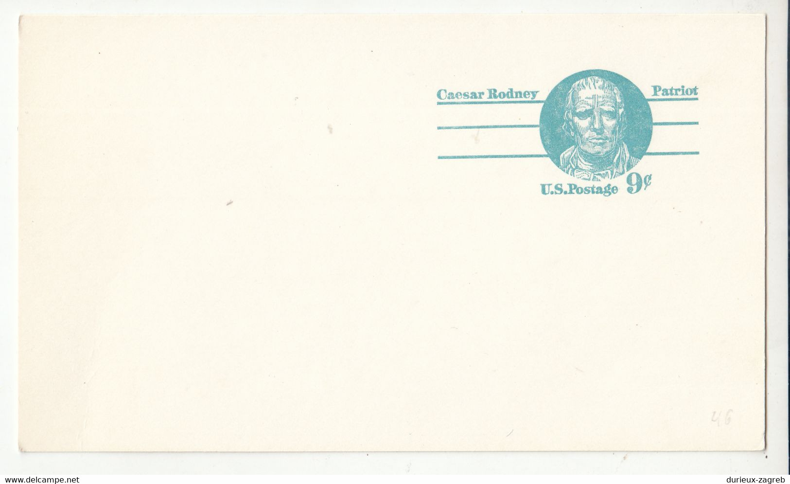 US 1976 Caesar Rodney Postal Stationery Postcard (UX70) Not Posted B230120 - 1961-80