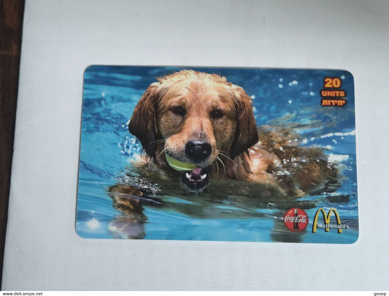 Israel-mcDonald's-coca Cola-DOG-(20units)-(2)-(tirage-154/500)-(62730281)-(31.5.2002)-used Card - Honden