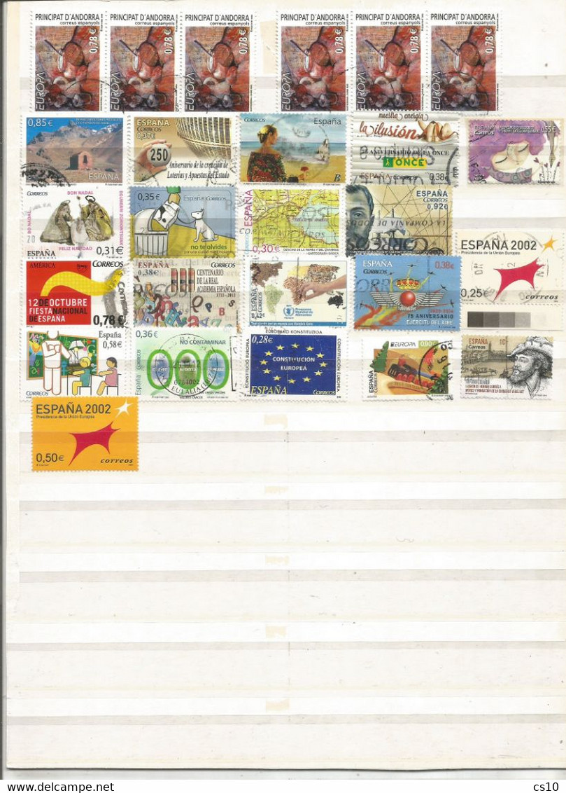 Spain 2 Scans Lot Used Stamps With Blocks Pairs Etc - Only € Issues - Vrac (max 999 Timbres)