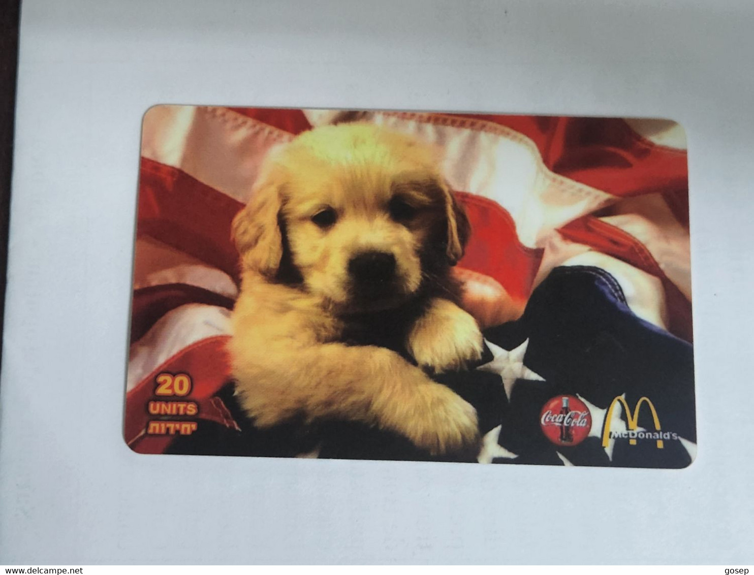 Israel-mcDonald's-coca Cola-DOG-(20units)-(6)-(tirage-190/500)-(34568196)-(31.5.2002)-used Card - Hunde