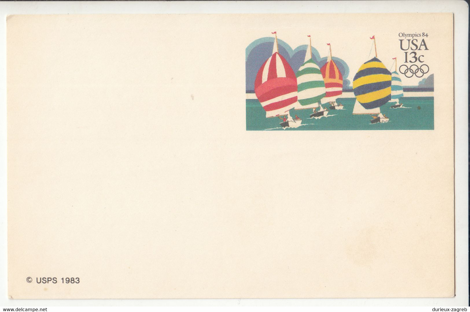 US 1983 Olympics 84, Yachting Postal Stationery Postcard (UX100) Not Posted B230120 - 1981-00