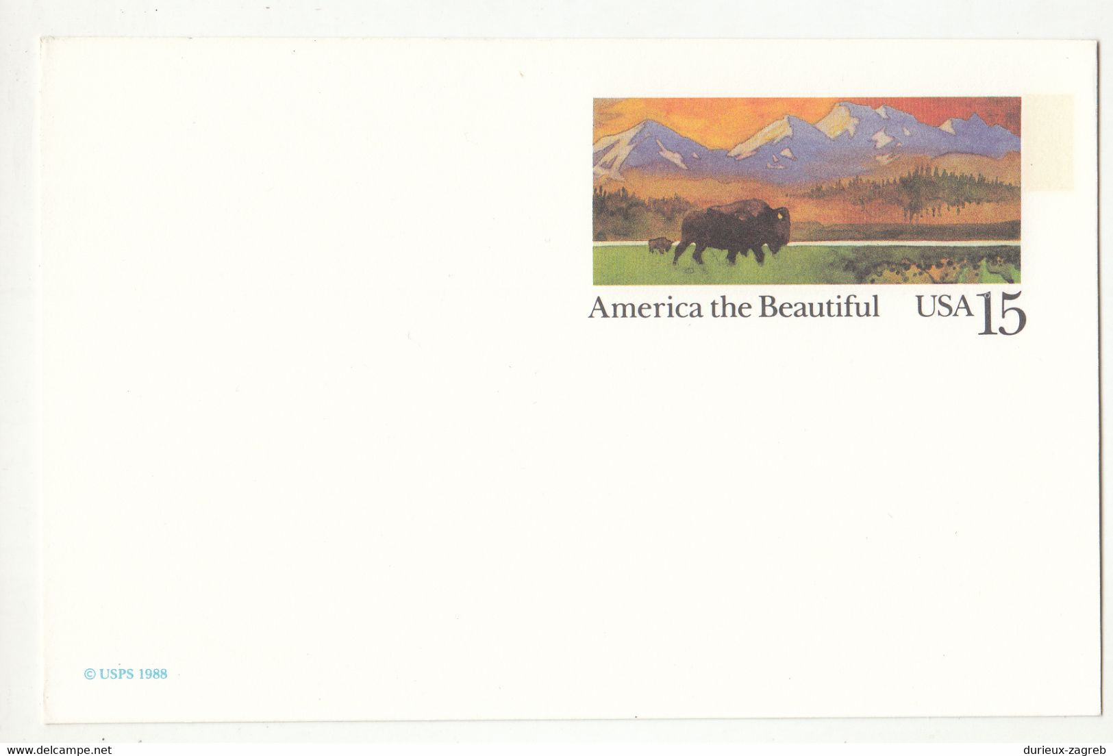 US 1987 Bison And Prairie Postal Stationery Postcard (UX120) Not Posted B230120 - 1981-00