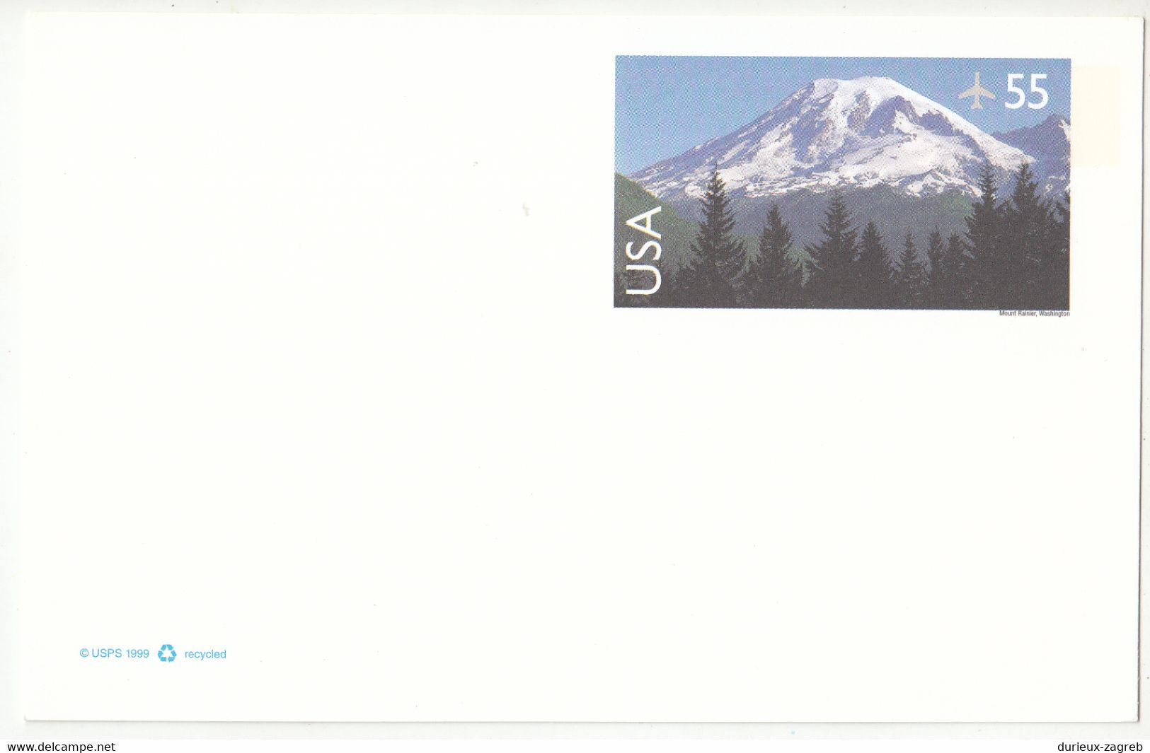 US 1999 Mt. Mount Rainier Postal Stationery Air Mail Postcard Not Posted B230120 - 1981-00