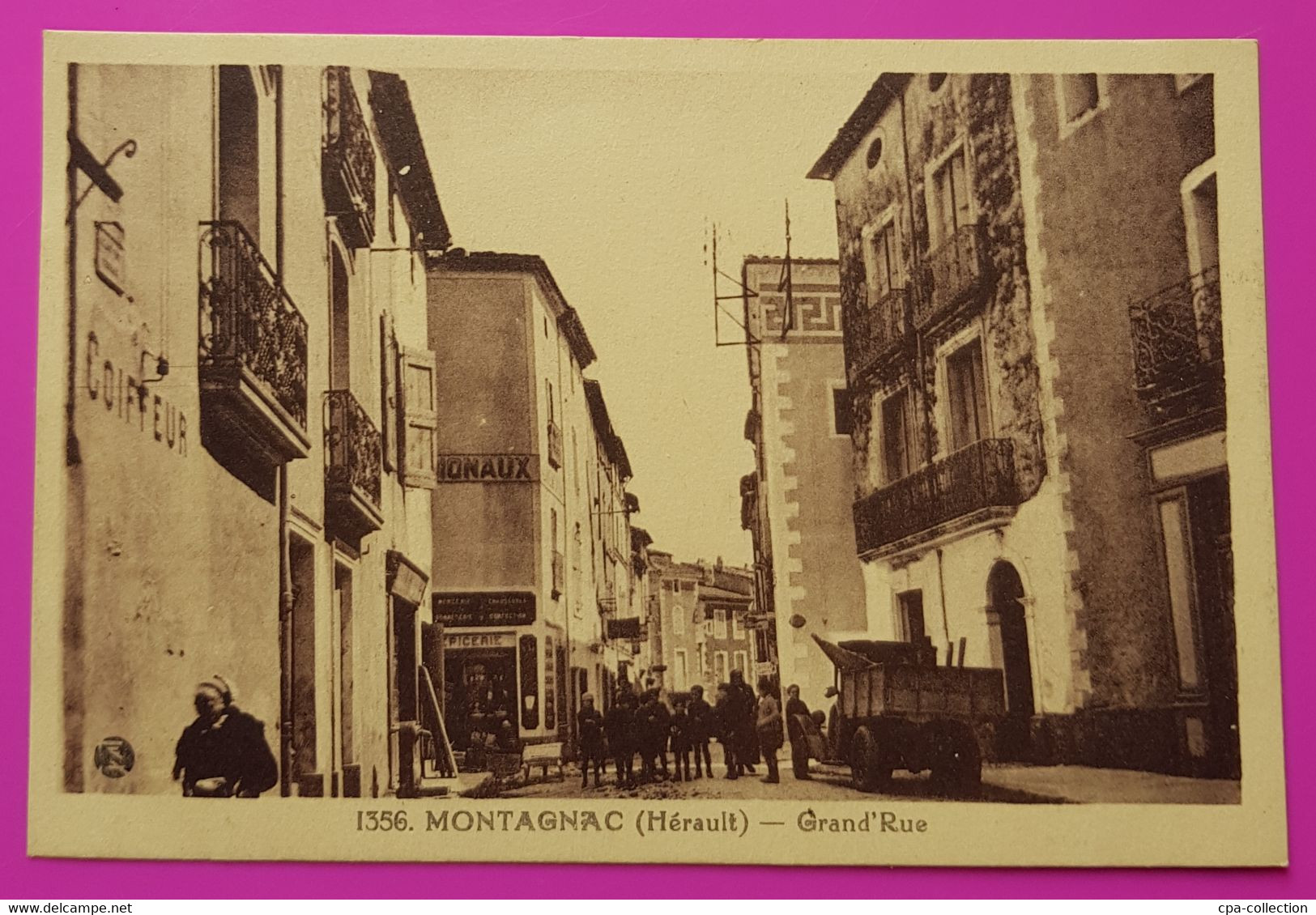 Cpa Montagnac Grand Rue Carte Postale 34 Hérault Rare Proche Pezenas Aumes Meze Paulhan - Montagnac