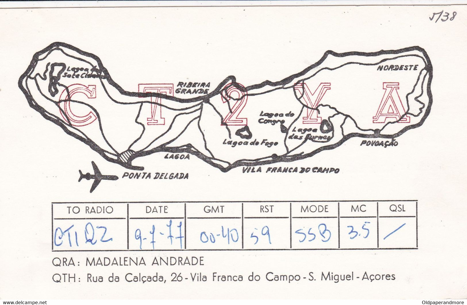 PORTUGAL QSL CARD - RADIO AMATEUR - S. MIGUEL - AÇORES - Radio Amateur