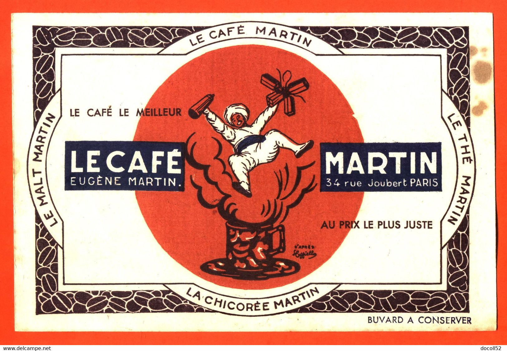 BUVARD LE CAFE MARTIN - ILLUSTREE PAR CAPPIELLO - Café & Té