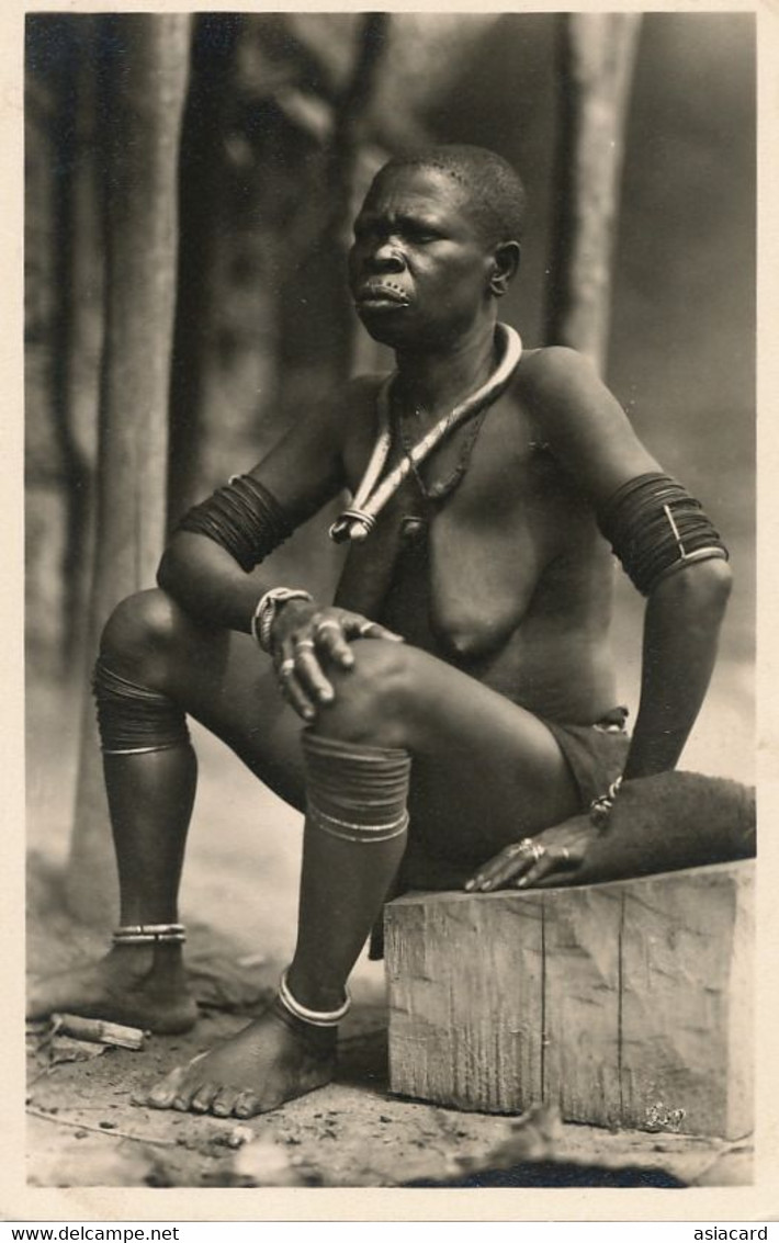 Real Photo Zagourski Leopoldville Afrique Qui Disparait Pr. Or. Ituri Type Nude Old Woman Lip Piercing - Kinshasa - Leopoldville (Leopoldstadt)
