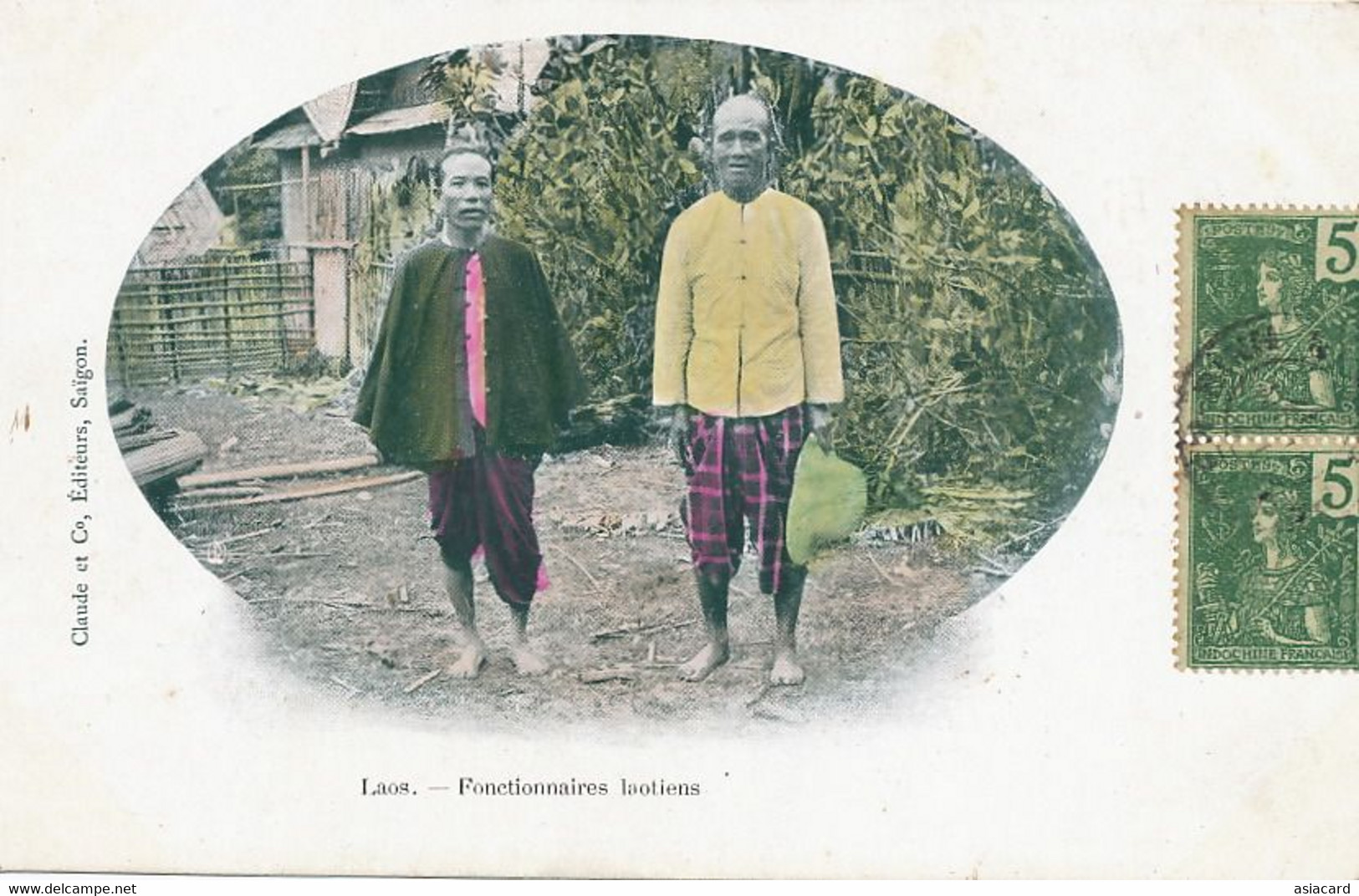 Hand Colored Laos Fonctionnaires Edit Claude P. Used - Laos