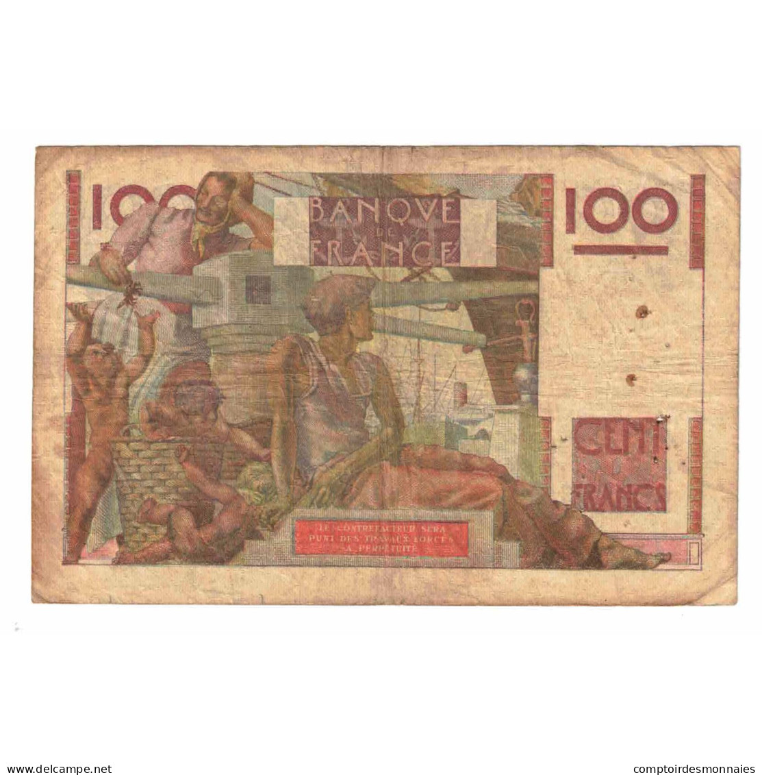France, 100 Francs, Jeune Paysan, 1948, W.259, B, Fayette:28.19, KM:128b - 100 F 1945-1954 ''Jeune Paysan''