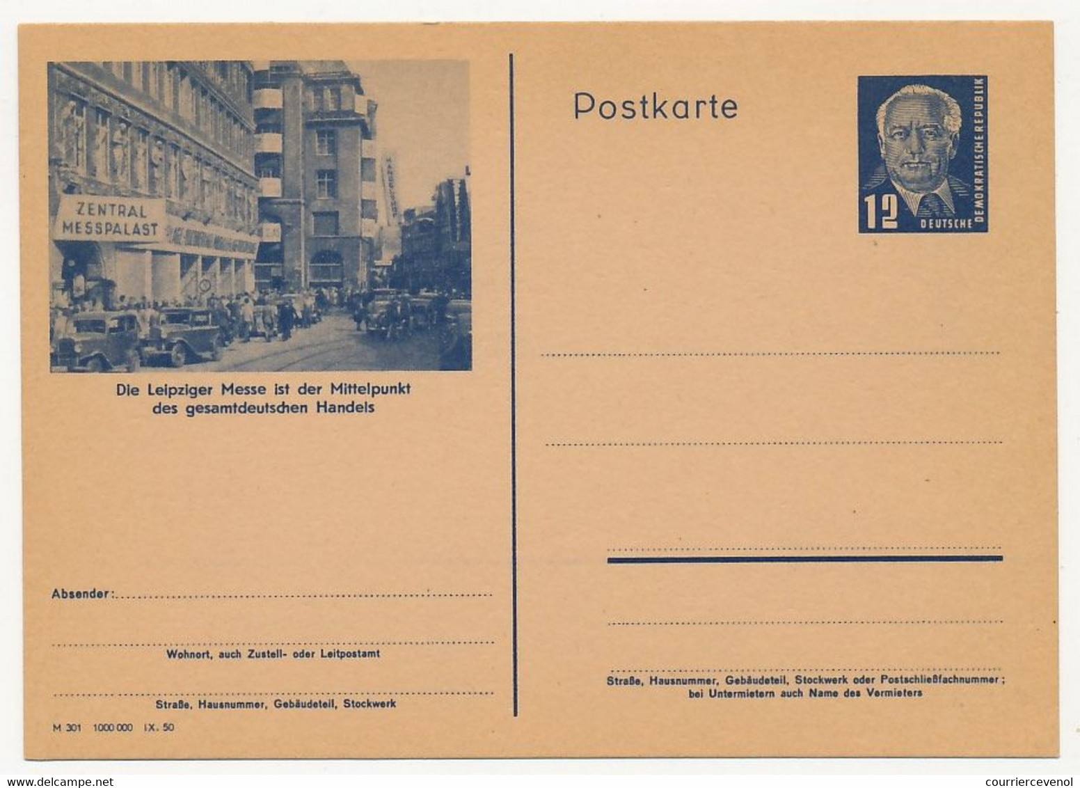ALLEMAGNE - Entier (CP) 12pf Präsident Wilhelm Pieck, Die Leipziger Messe ...., Neuve - Cartes Postales - Neuves