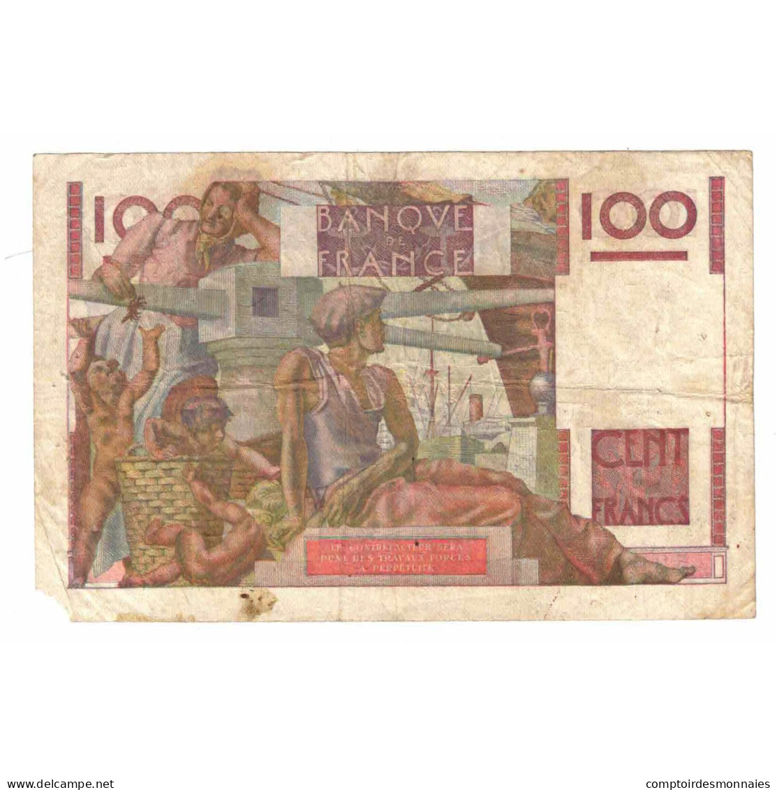 France, 100 Francs, Jeune Paysan, 1946, W.58, B, Fayette:28.5, KM:128a - 100 F 1945-1954 ''Jeune Paysan''