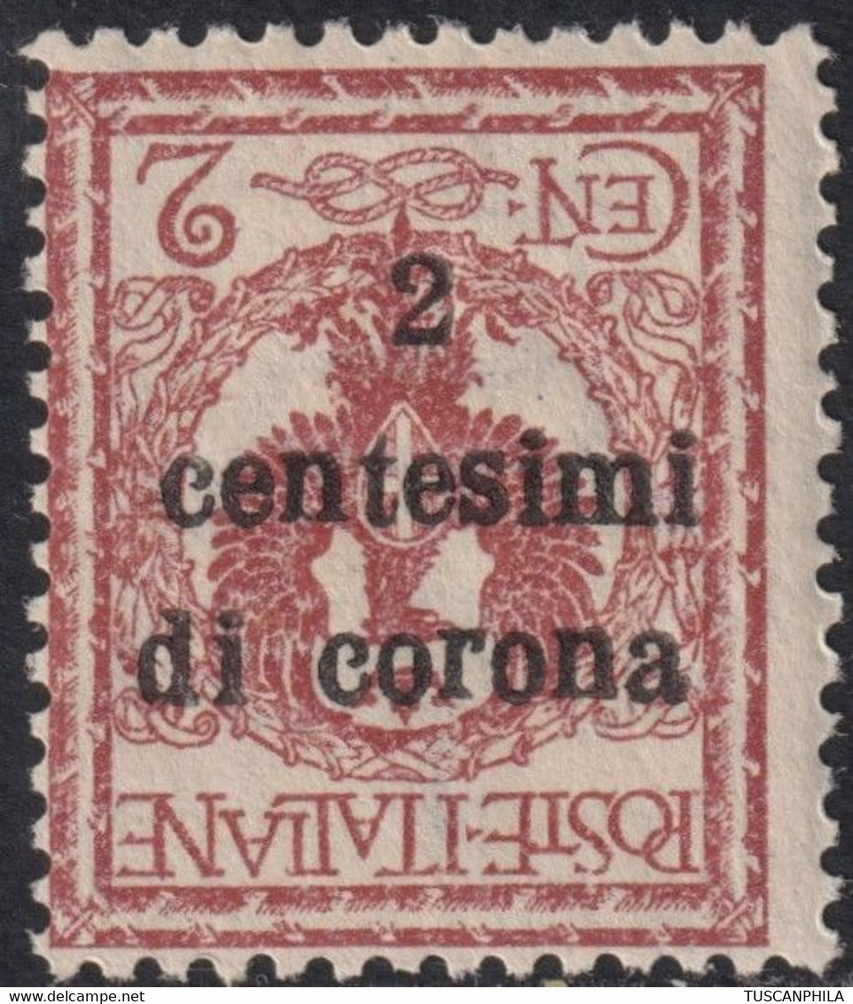 2 C. Su 2 C. Soprastampa Capvolta Sass 2aa MNH** Cert.Bolaffi - Trento