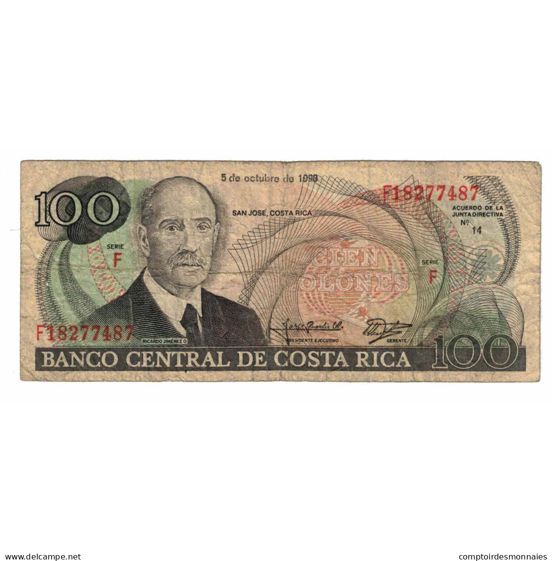 Billet, Costa Rica, 100 Colones, 1990, 1990-10-05, KM:254a, TB - Costa Rica