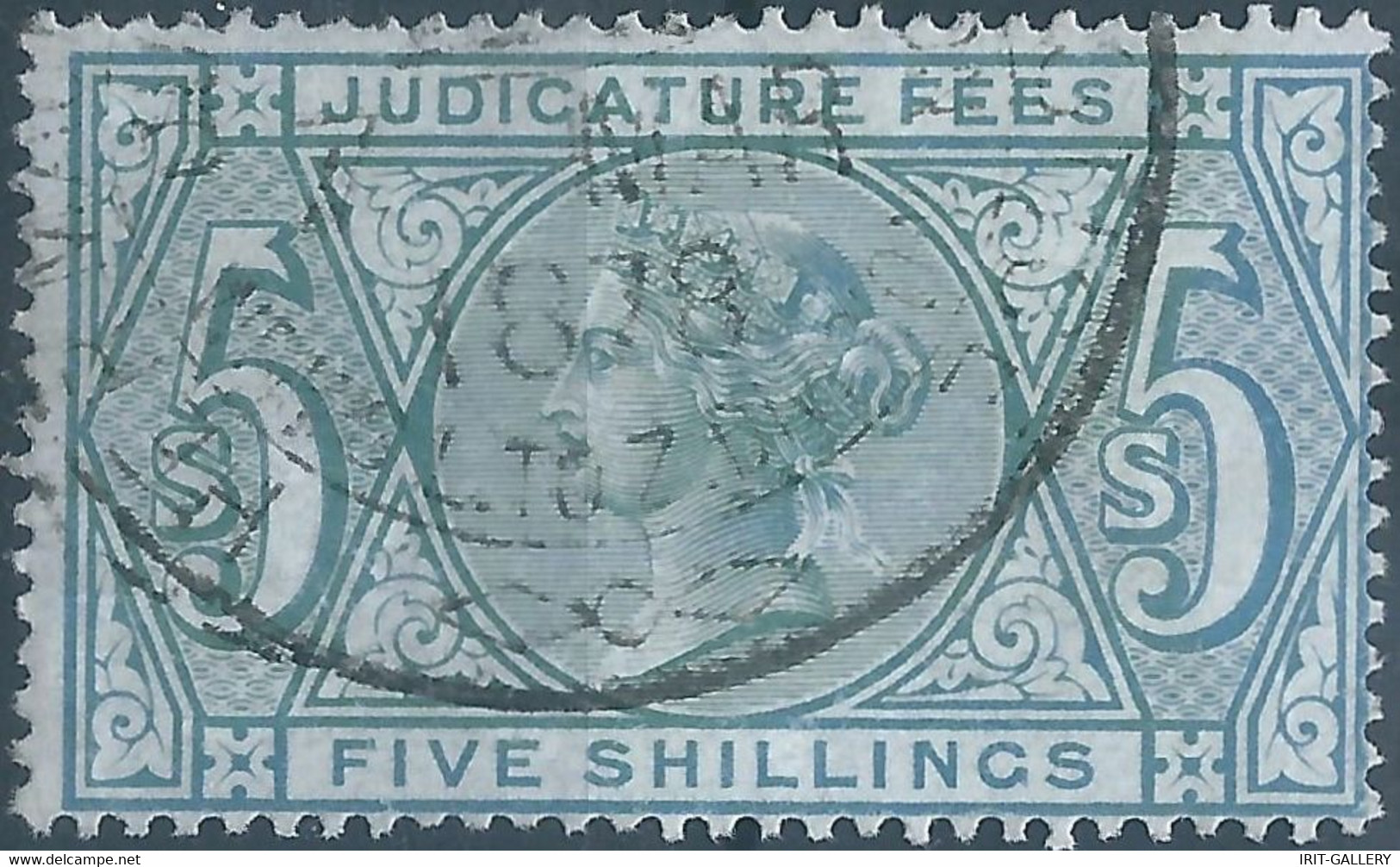 Great Britain-ENGLAND,Queen Victoria,1880-1900 Revenue Stamp Tax Fiscal,JUDICATURE FEES, 5 Shillings,Used - Revenue Stamps