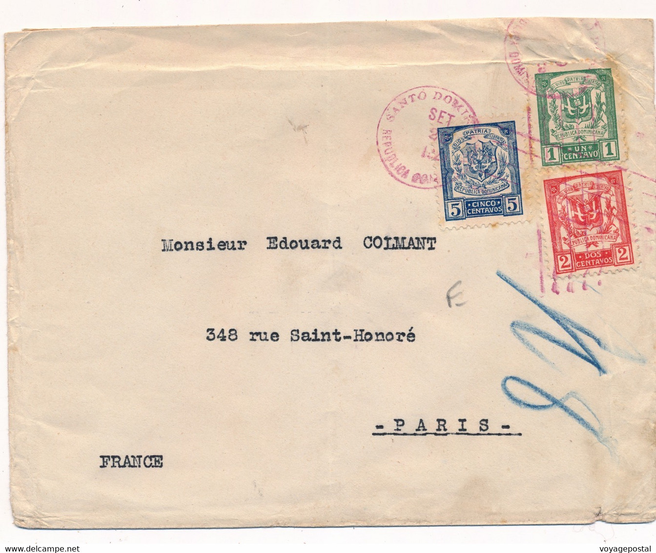 LETTRE SANTO DOMINGO REPUBLIQUE DOMINICAINE COVER - República Dominicana