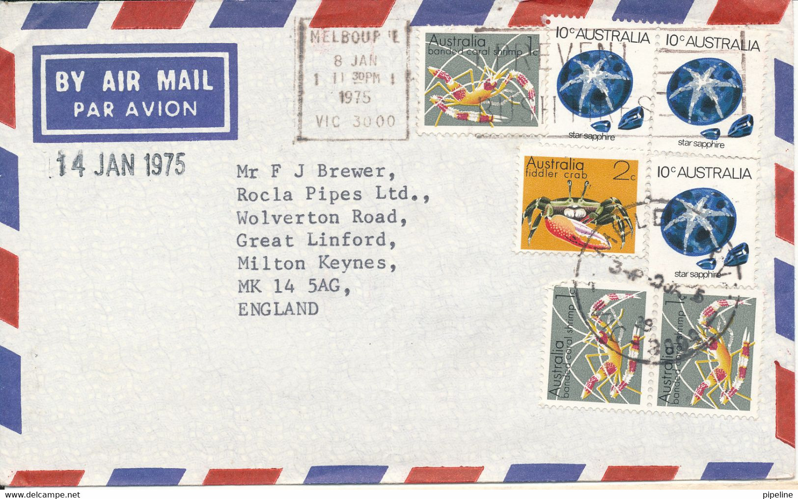 Australia Air Mail Cover Sent To England Melbourne With More Topic Stamps - Storia Postale
